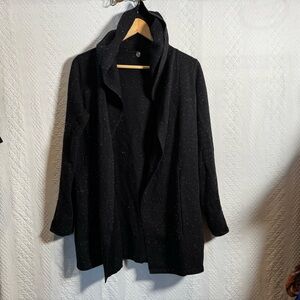 Margaret O'Leary Shacket Black with White specs and Hooded Size XS